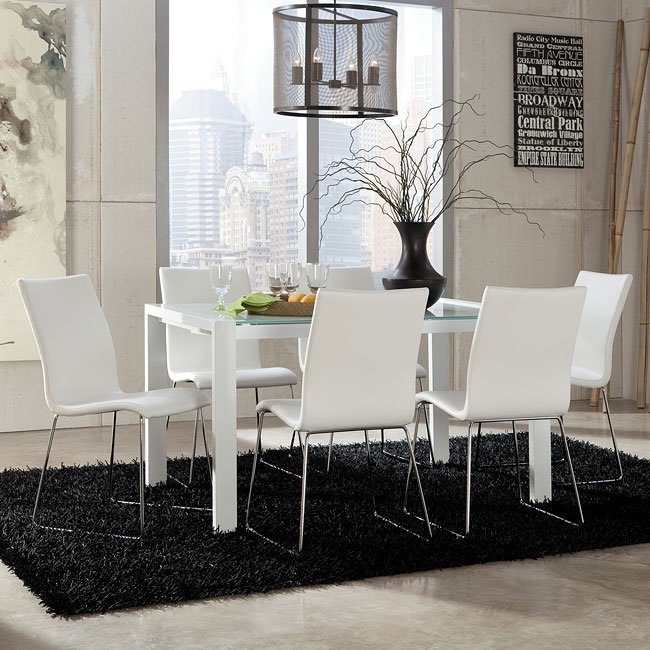 Martina Dining Room Set w/ White Daryl Chairs