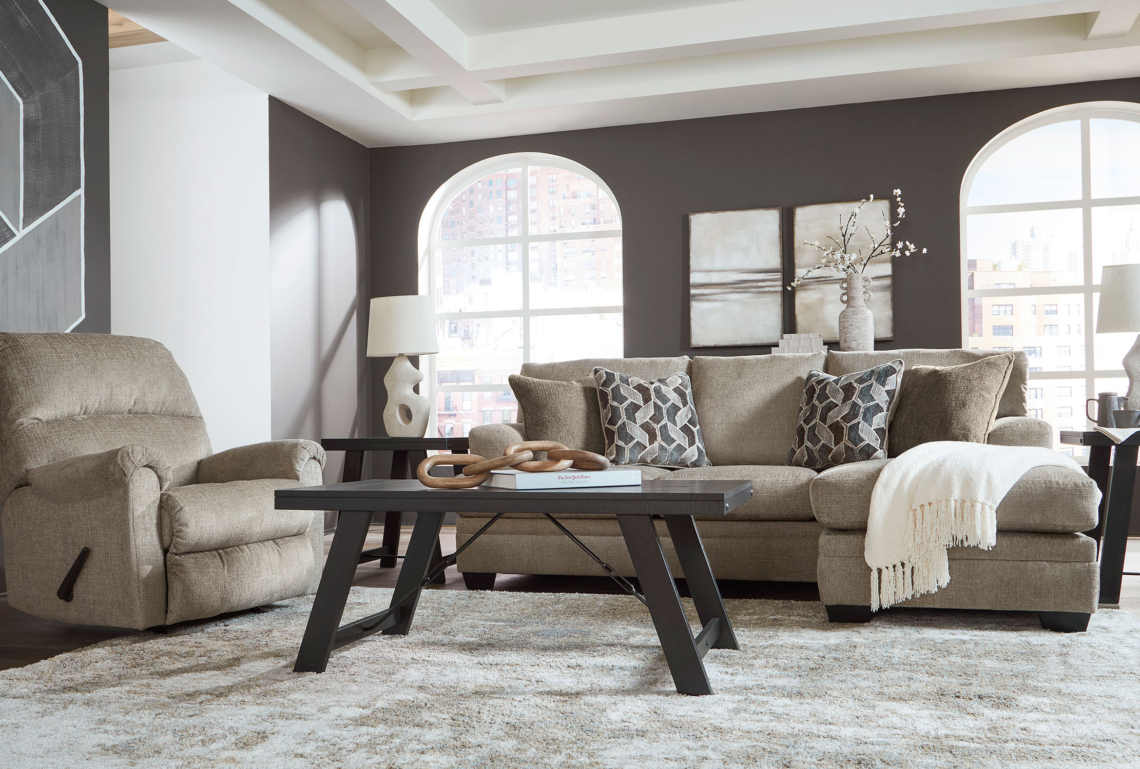 Stonemeade Taupe Sofa Chaise Living Room Set by Signature