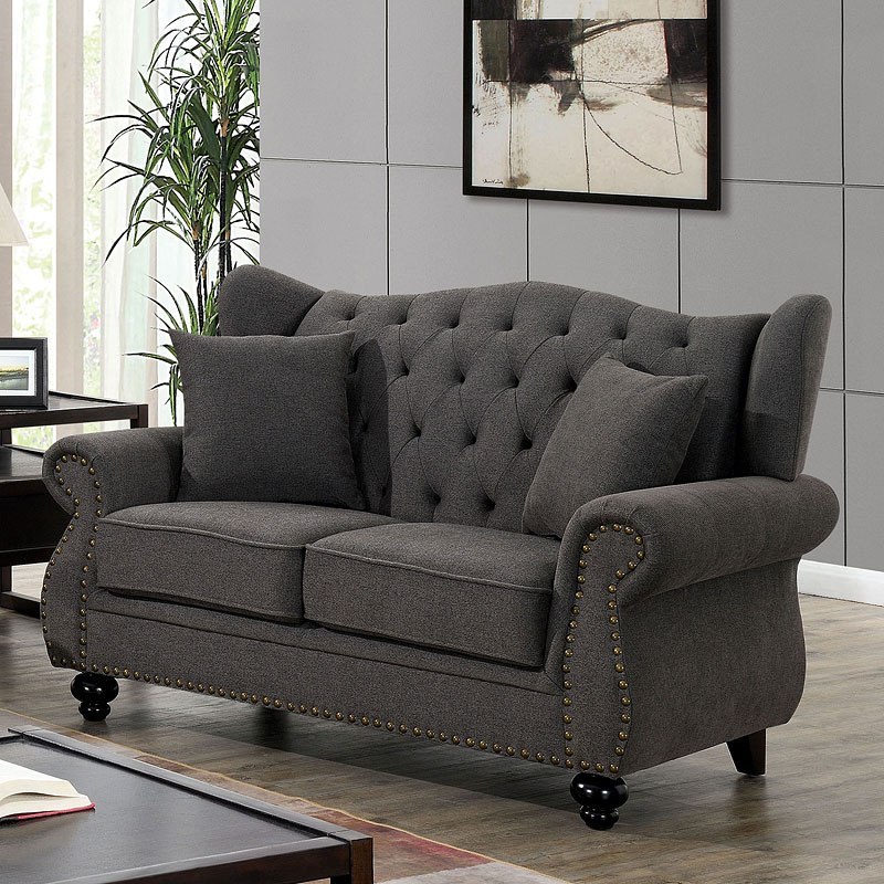 Ewloe Loveseat (Dark Gray) by Furniture of America | FurniturePick