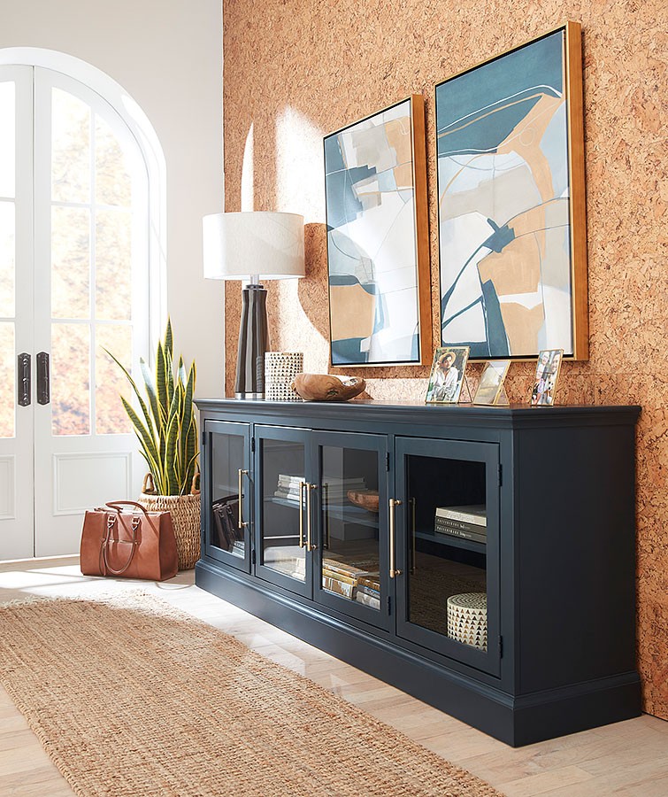 Byron 84 Inch Console w/ 4 Doors (Malta Blue) by Aspenhome