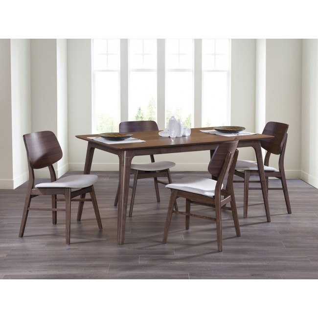 Oscar Walnut Rectangular Dining Room Set w/ Natural Chairs