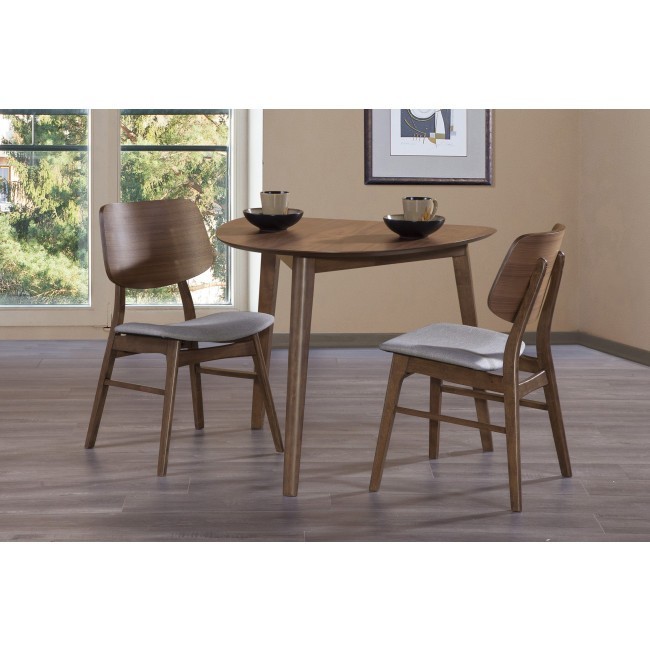 Oscar Walnut Corner Dining Room Set w/ Gray Chairs