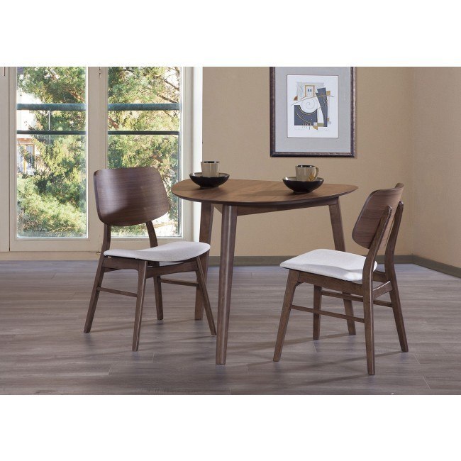 Oscar Walnut Corner Dining Room Set w/ Natural Chairs