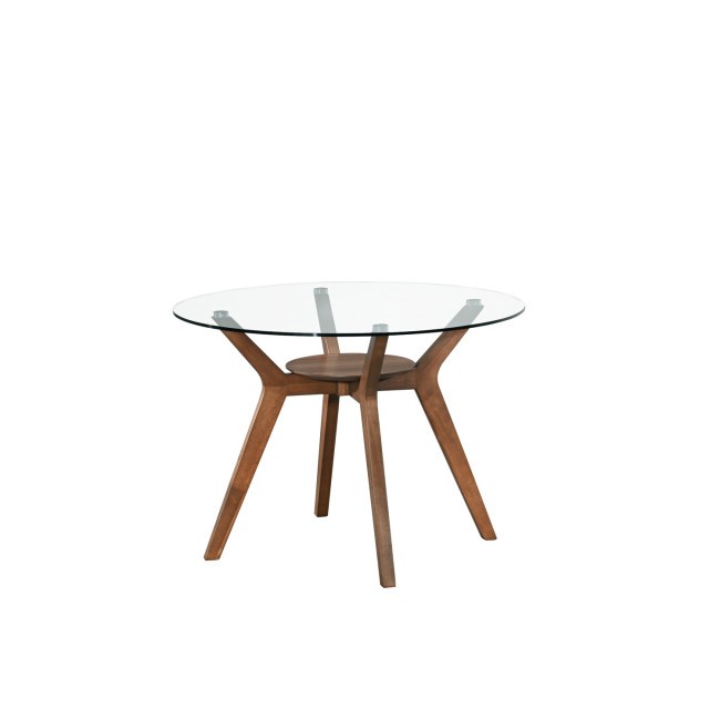 Oscar Walnut Round Glass Top Dining Table