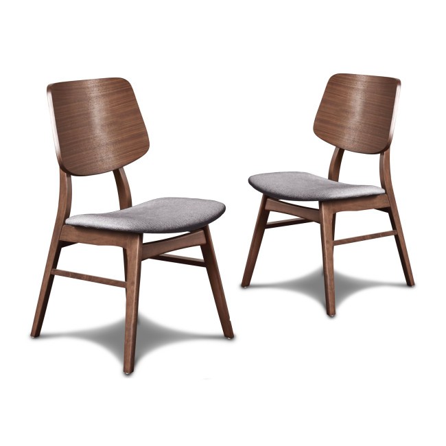 Oscar Walnut Side Chair w/ Gray Cushion (Set of 2)
