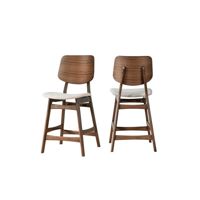 Oscar Walnut Counter Height Chair w/ Natural Cushion (Set of 2)