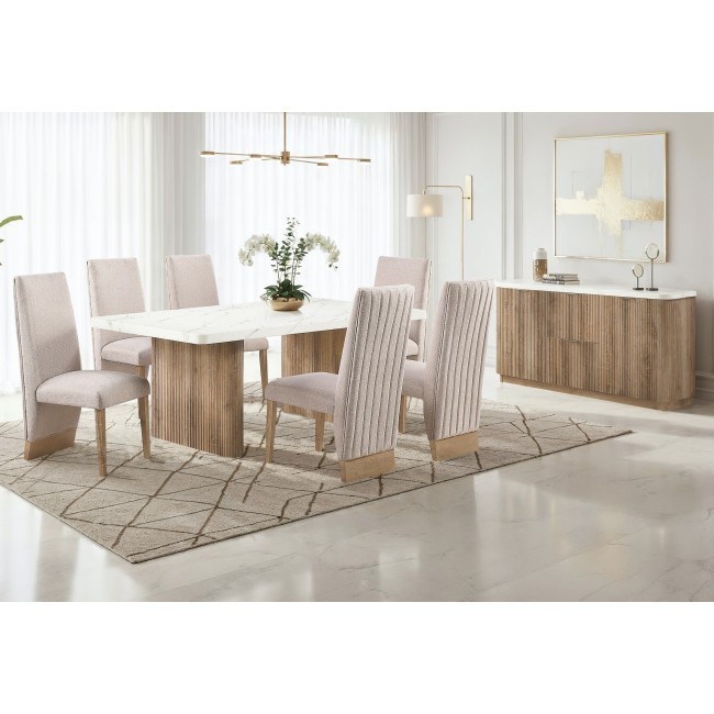D2504 Dining Room Set w/ D12 Beige-Natural Chairs