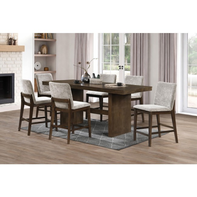 Kody Rectangular Counter Height Dining Room Set w/ Cream Chairs