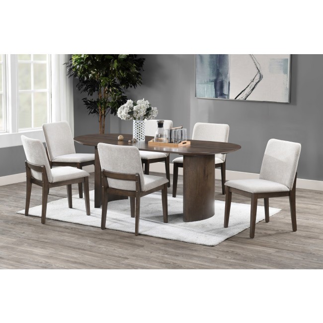 Kody Oval Dining Room Set w/ Cream Chairs