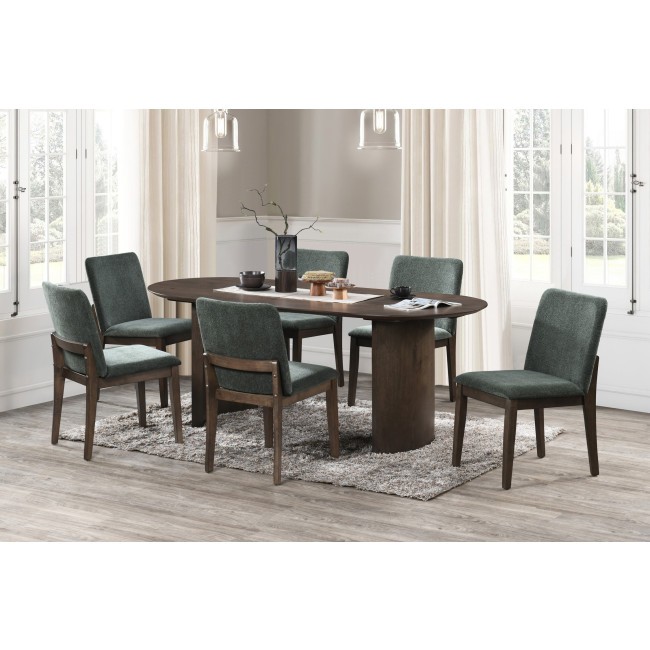 Kody Oval Dining Room Set w/ Forest Green Chairs