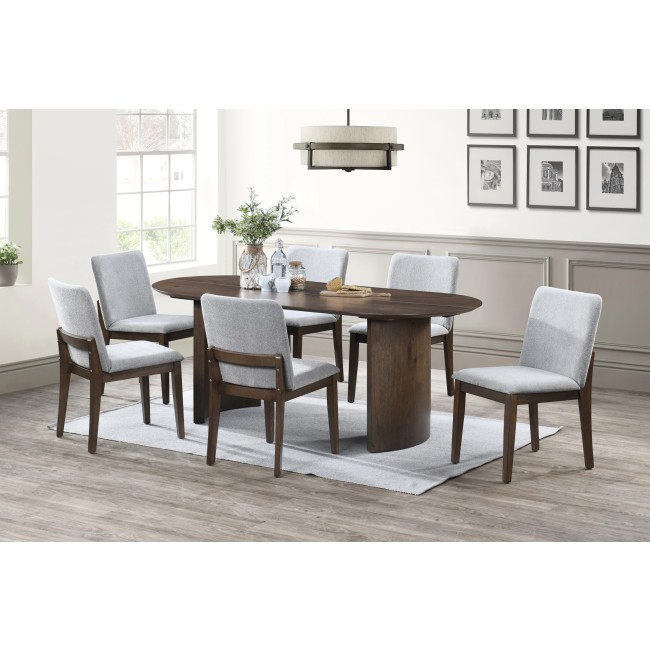 Kody Oval Dining Room Set w/ Stone Gray Chairs
