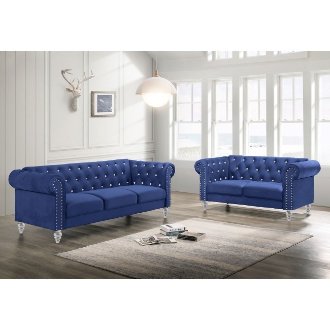 Emma Crystal Living Room Set (Blue)