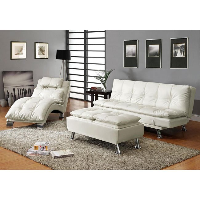 Contemporary Sofa Bed Set White