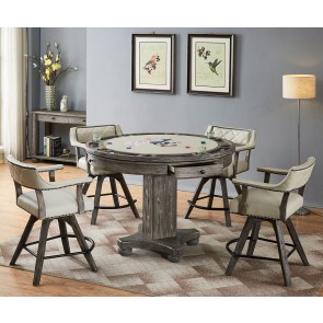 Shades of Gray Round Counter-Height Flip-Top Game Table Set