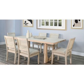 Liz Arched Leg Dining Room Set w/ Blair Light Gray Cane Back Chairs