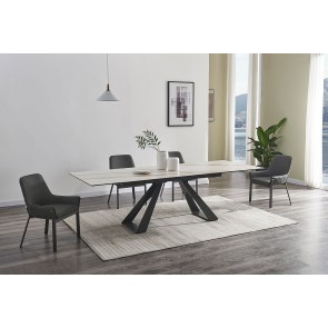 Swan Dining Room Set w/ Venice Dark Grey Chairs