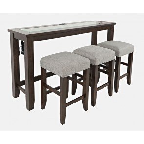 Urban Icon 4-Piece Sofa Counter Dining Set w/ Power (Merlot)