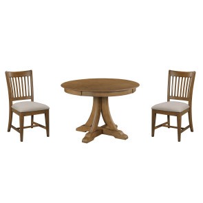 Kafe 44 Inch Round Quad Dining Set w/ Rake Back Chairs (Latte)