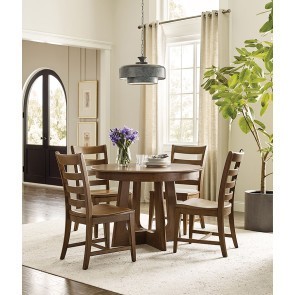 Kafe 44 Inch Round Dining Set w/ Ladderback Chairs (Latte)