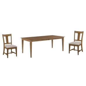 Kafe 80 Inch Dining Set w/ Splat Back Chairs (Latte)
