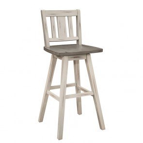 Amsonia Vertical Slat-Back Swivel Pub Height Chair (White) (Set of 2)