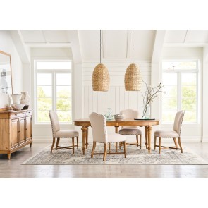 Celeste Famille Oval Dining Room Set w/ Upholstered Chairs