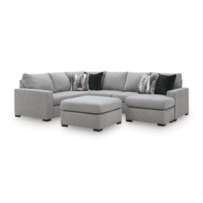 Lakepoint Nickel 3-Piece Right Sofa Chaise Sectional Set w/ Ottoman
