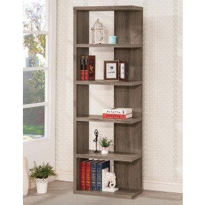 Weathered Grey Semi-Backless Asymmetrical Bookcase