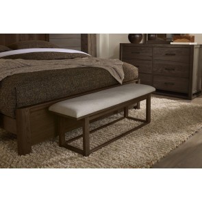 Lodge and Loft Dark Oak Ivory Cream Upholstered Bench