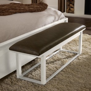 Lodge and Loft Soft White Sedona Brown Upholstered Bench