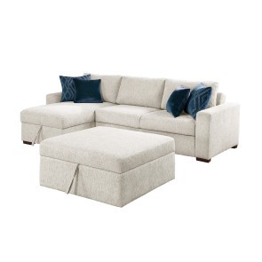 Isla Beige 3-Piece Sectional w/ Reversible Chaise, Hidden Storage and Ottoman