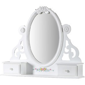 Flora White Mirror w/ Jewelry Drawers