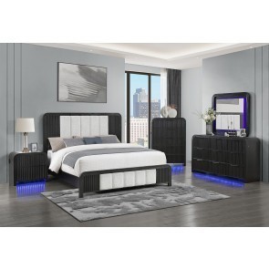 Beckett White-Black Upholstered Bedroom Set