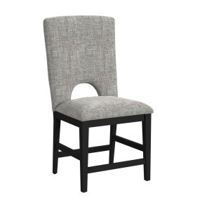 Oregon Black Counter Side Chair w/ Grey Fabric (Set of 2)