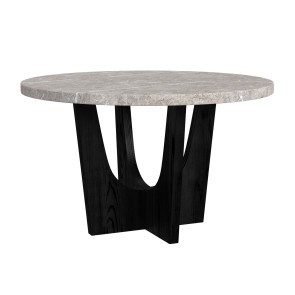 Oregon Black Round Counter Table w/ Grey Faux Marble Top