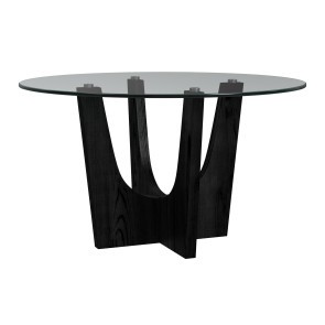 Oregon Black Round Dining Table w/ Glass Top