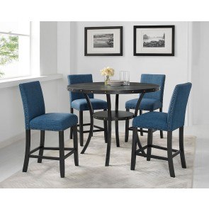 Crispin Counter Height Dining Room Set w/ Marine Blue Chairs