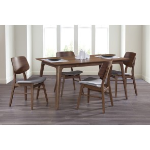 Oscar Walnut Rectangular Dining Room Set w/ Gray Chairs