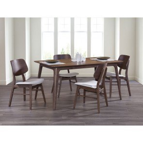 Oscar Walnut Rectangular Dining Room Set w/ Natural Chairs