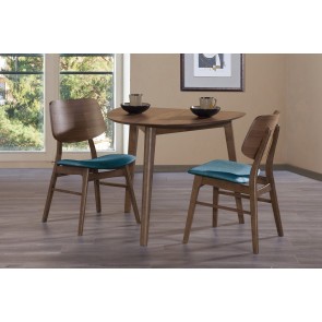 Oscar Walnut Corner Dining Room Set w/ Teal Chairs