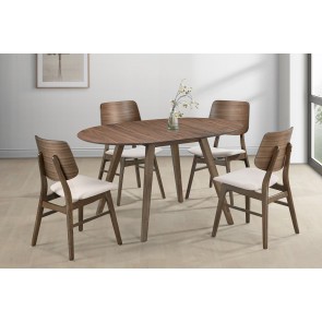 Oscar Walnut Oval Drop Leaf Dining Room Set
