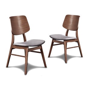 Oscar Walnut Side Chair w/ Gray Cushion (Set of 2)