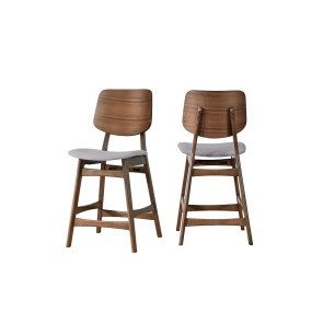 Oscar Walnut Counter Height Chair w/ Gray Cushion (Set of 2)