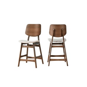 Oscar Walnut Counter Height Chair w/ Natural Cushion (Set of 2)