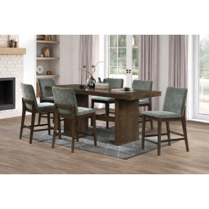 Kody Rectangular Counter Height Dining Room Set w/ Forest Green Chairs