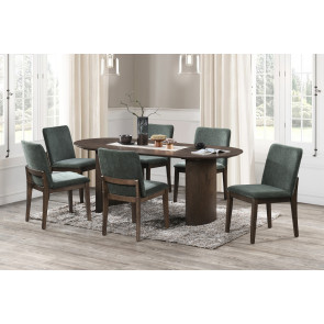 Kody Oval Dining Room Set w/ Forest Green Chairs