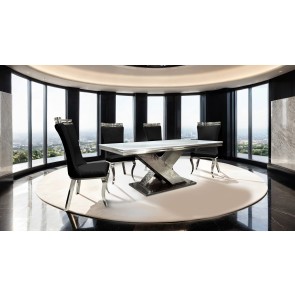 Palazzo Chrome and Black Dining Room Set