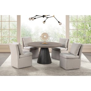 Broager Round Dining Room Set w/ Light Gray Chairs
