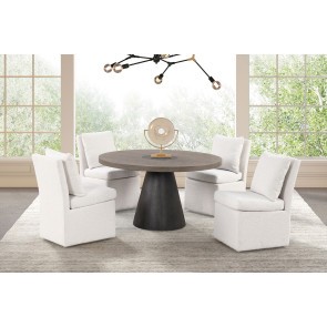 Broager Round Dining Room Set w/ White Chairs