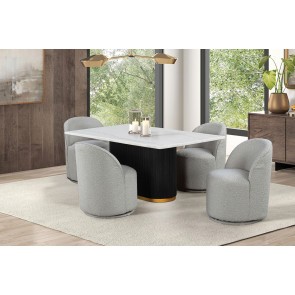 Morges Dining Room Set w/ Broager Light Gray Swivel Chairs